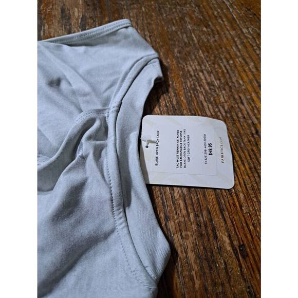 New XXS Fabletics Soft Grey Heather Blake Open Back Tank Top Muscle Shirt NWT - Picture 8 of 8